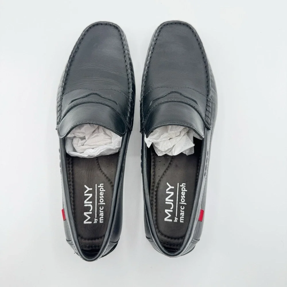 Marc Joseph Mens Nebraska Black Leather Penny Loafers MJNY6121 Size 8.5